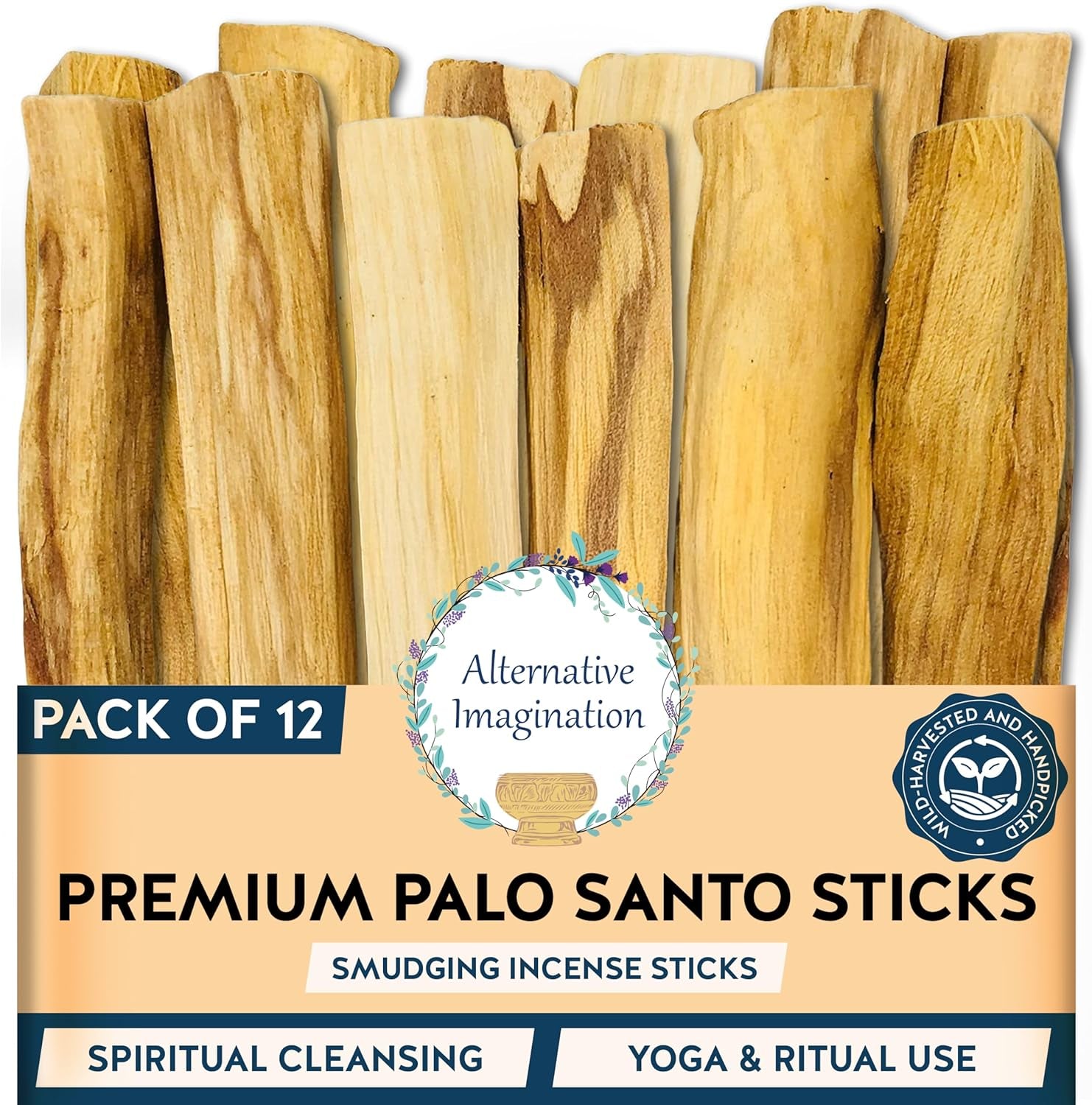 Palo Santo - Incense Sticks for Stress Relief, Spiritual Cleansing, Home Purification, Healing, Meditation, Gifts - Aromatic Holy Wood Incense - 100% Natural, Sustainable, Wild Harvested. (Pack of 12)
